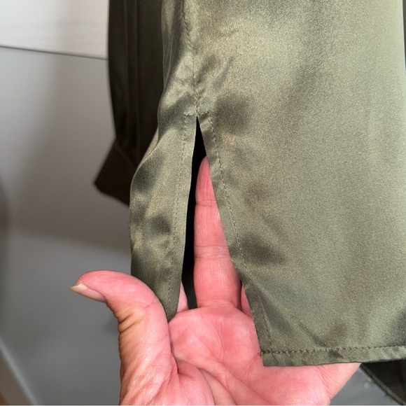 Ruti Sleek Olive Blouse 100% Silk for Women - Picture 7 of 9